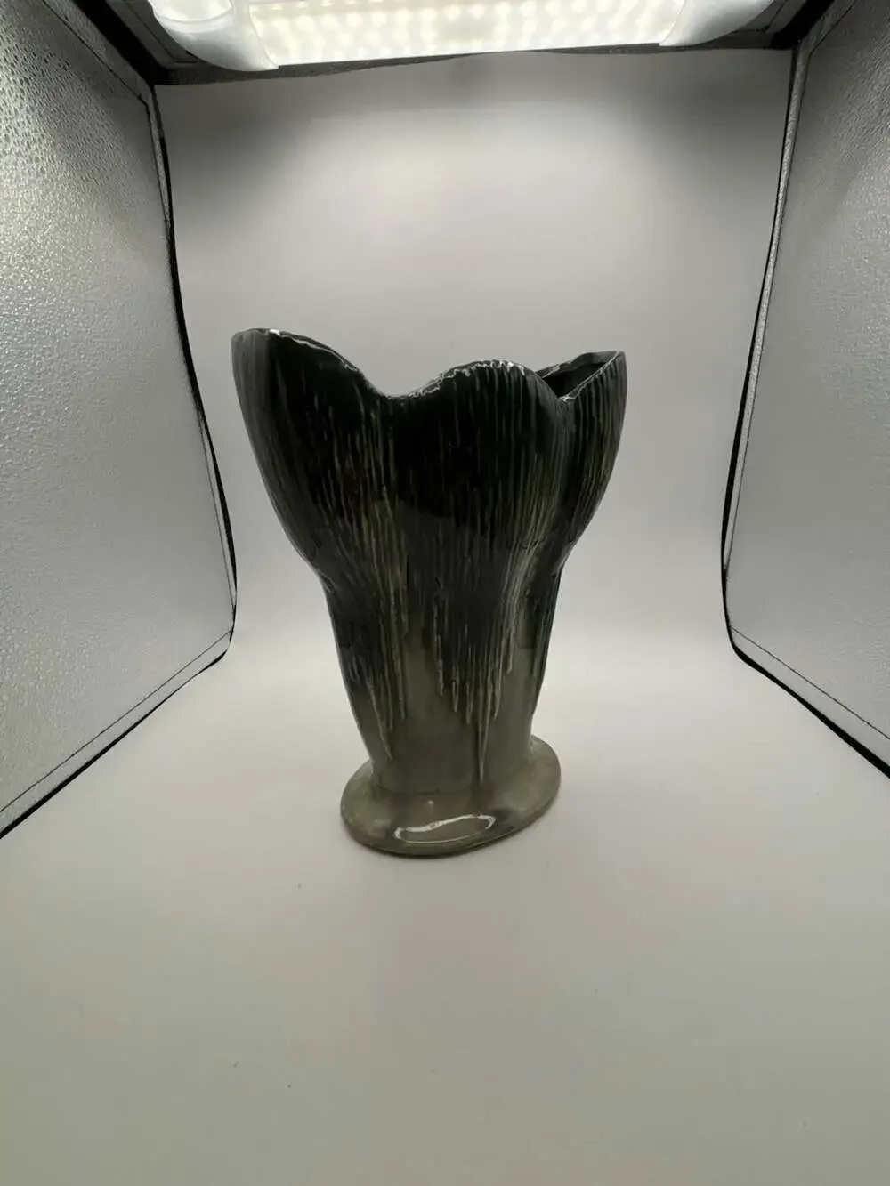 Vintage McCoy USA Green Drip Glaze Ceramic Vase